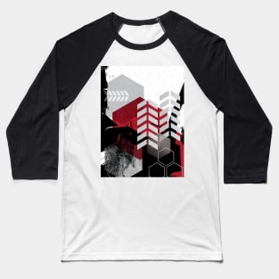 Red Geometric Composition Baseball T-Shirt